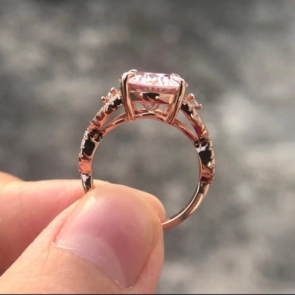 Morganite Lab Diamond Ring -Morganite Engagement Ring - - Picture 2 of 7
